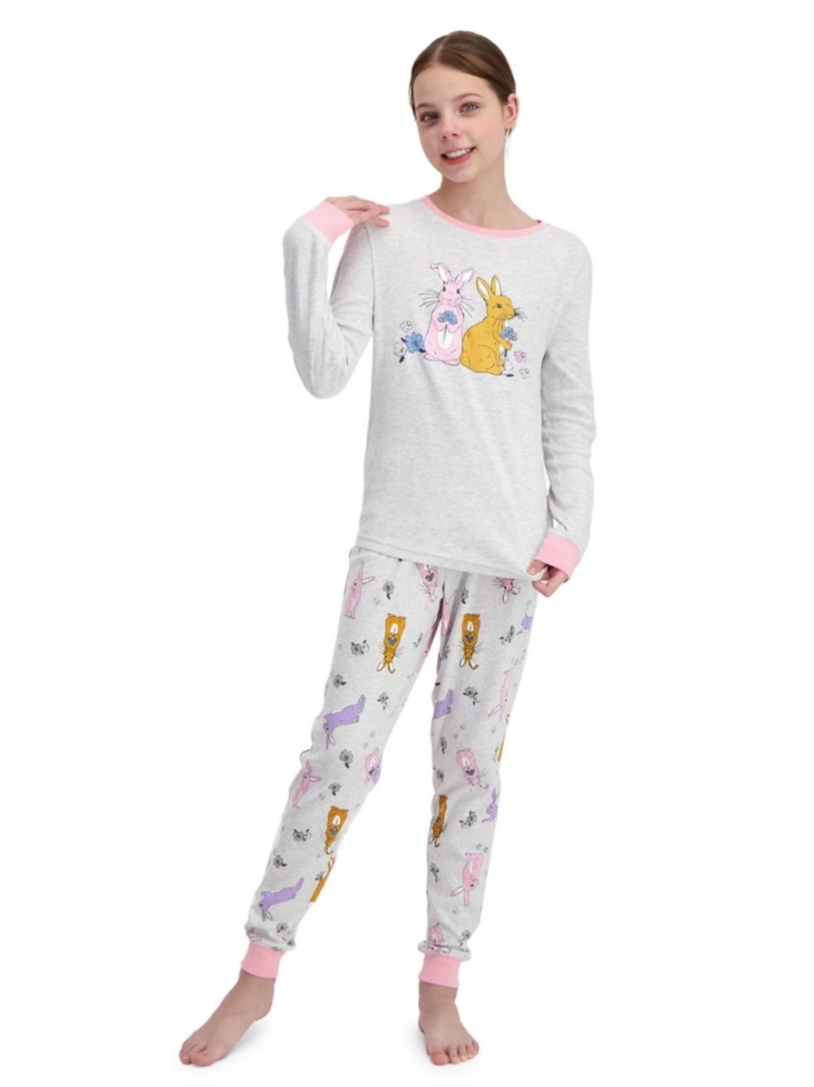 Kids & Baby Anko Girls | Girl'S 2-Piece Skinny-Rib Graphic Pyjama Set