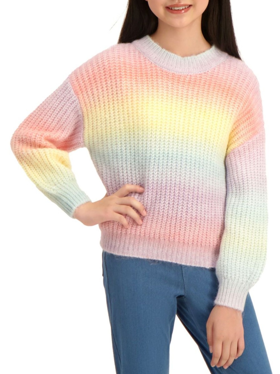 Kids & Baby Anko Girls | Girl'S Rainbow Waffle-Knit Sweater