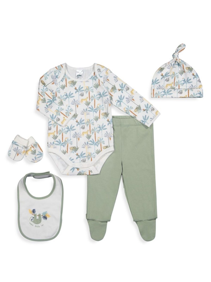 Kids & Baby Anko | Baby Boy'S 5-Piece Jungle Print Starter Set