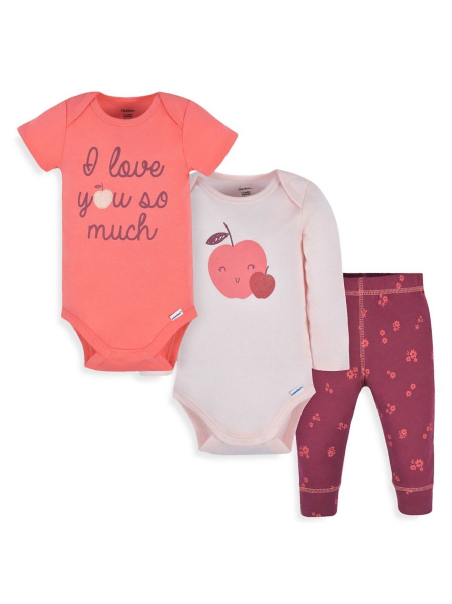 Kids & Baby Gerber | Baby'S 3-Piece Take Me Home Apple-Print Set