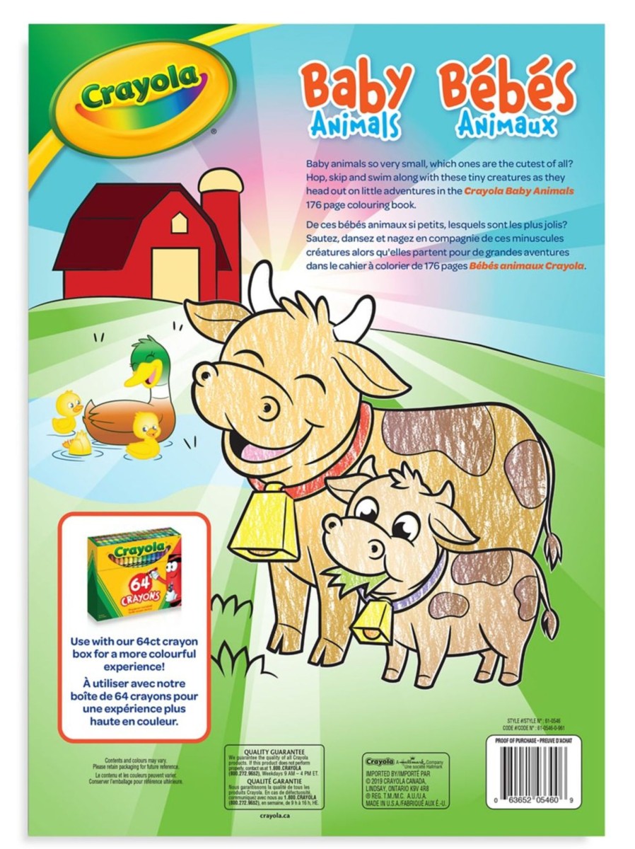 Toys Crayola Arts & Crafts | Baby Animals 176-Page Colouring Book