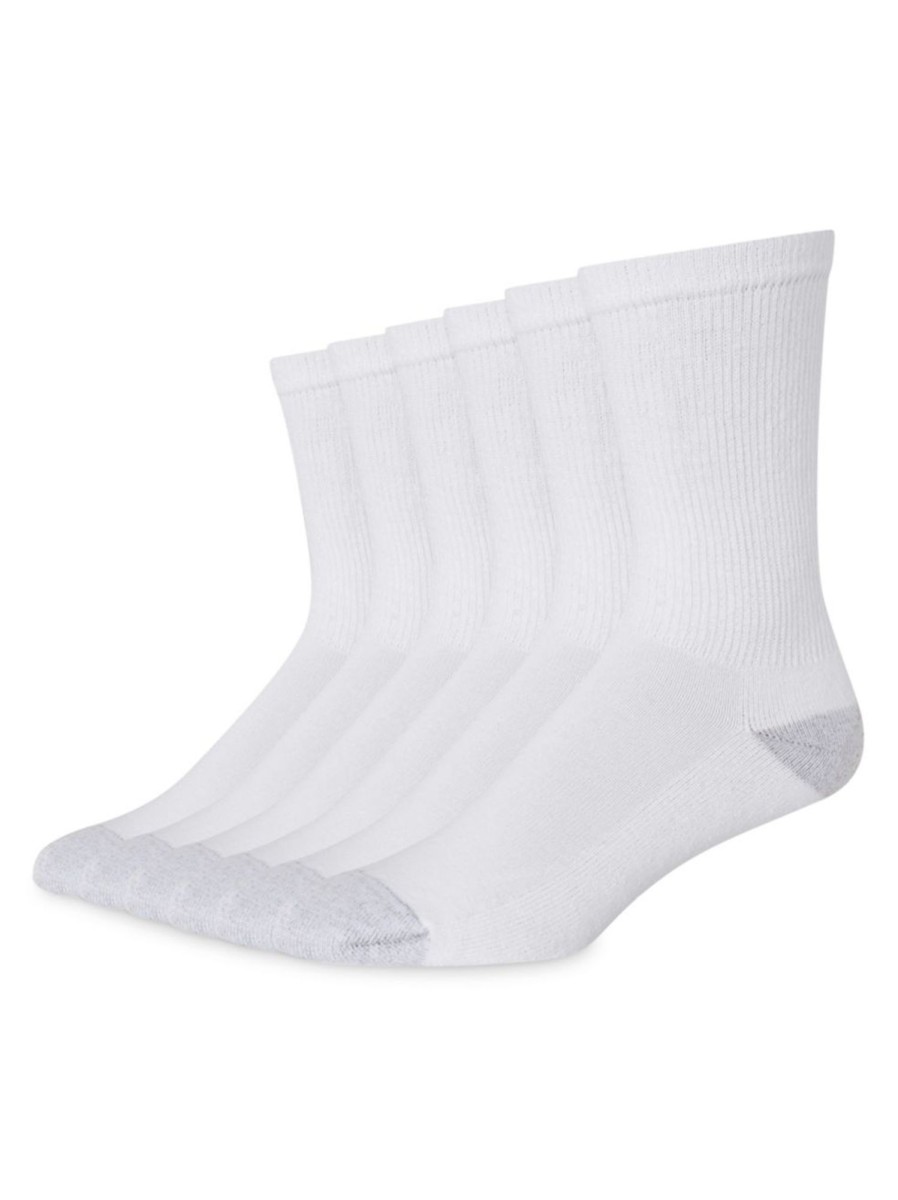 Men & Women Hanes Underwear & Socks | Men'S Red Label 6-Pair Freshiq Crew Socks Set