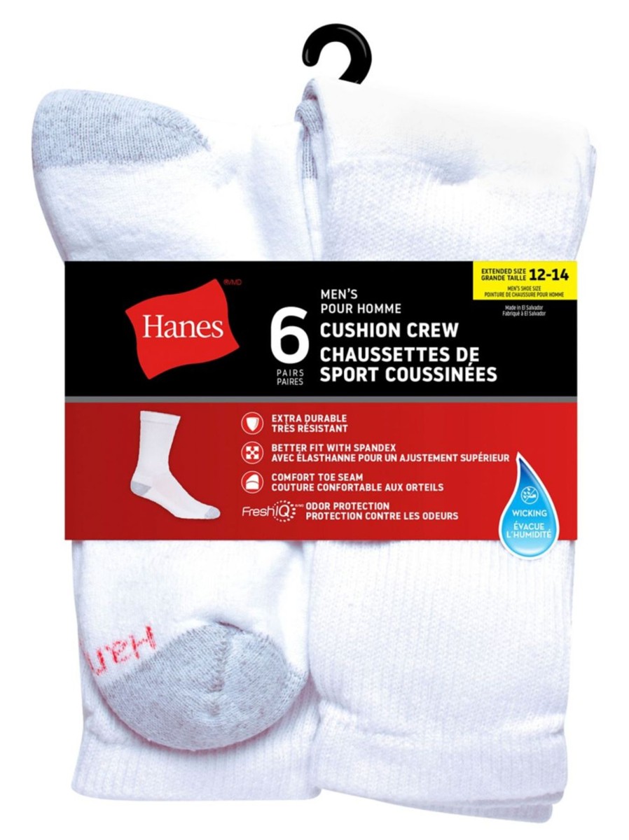 Men & Women Hanes Underwear & Socks | Men'S Red Label 6-Pair Freshiq Crew Socks Set