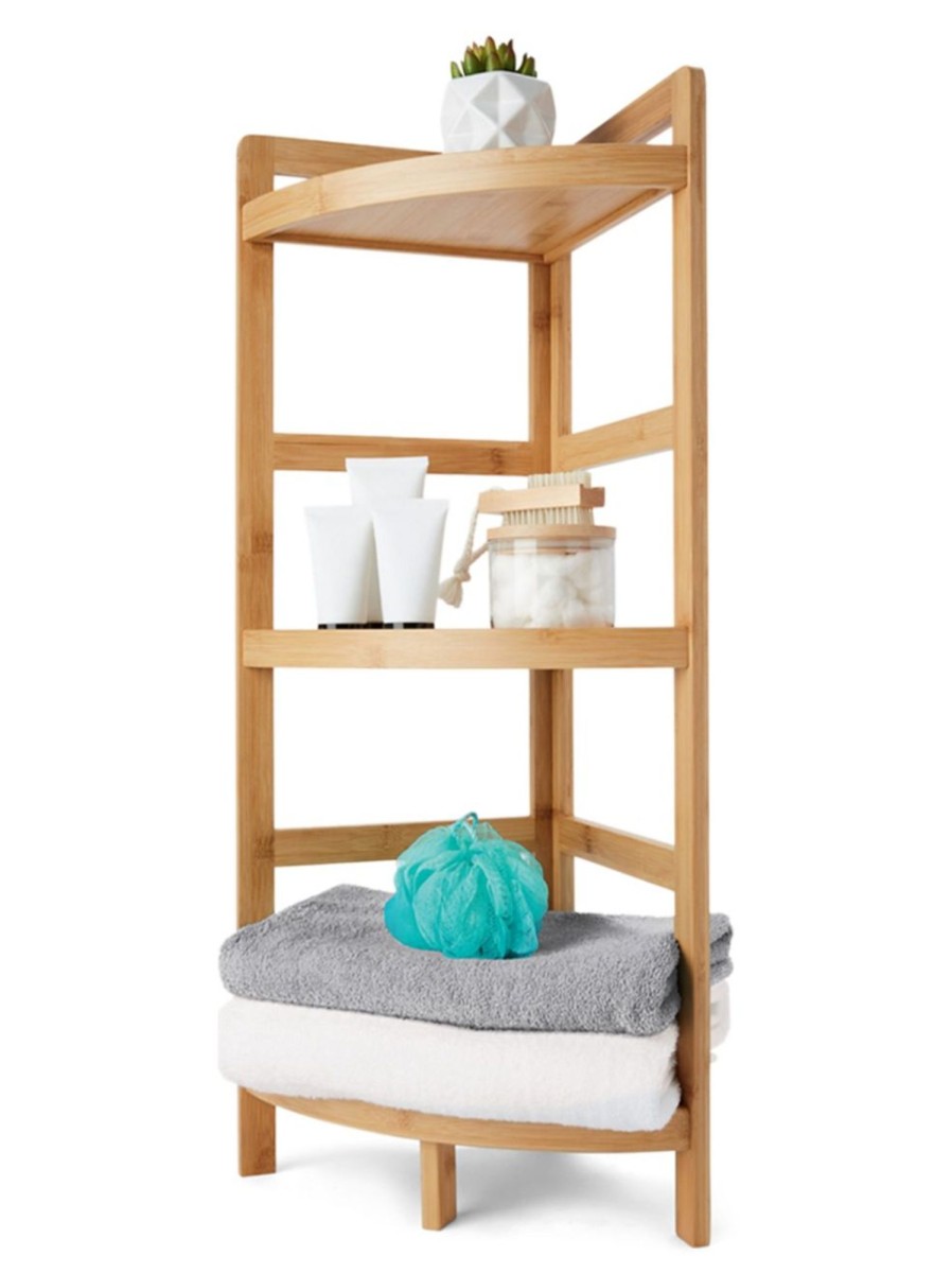 Home Living Anko Bathroom Storage & Accessories | 3-Tier Bamboo Corner Shelf