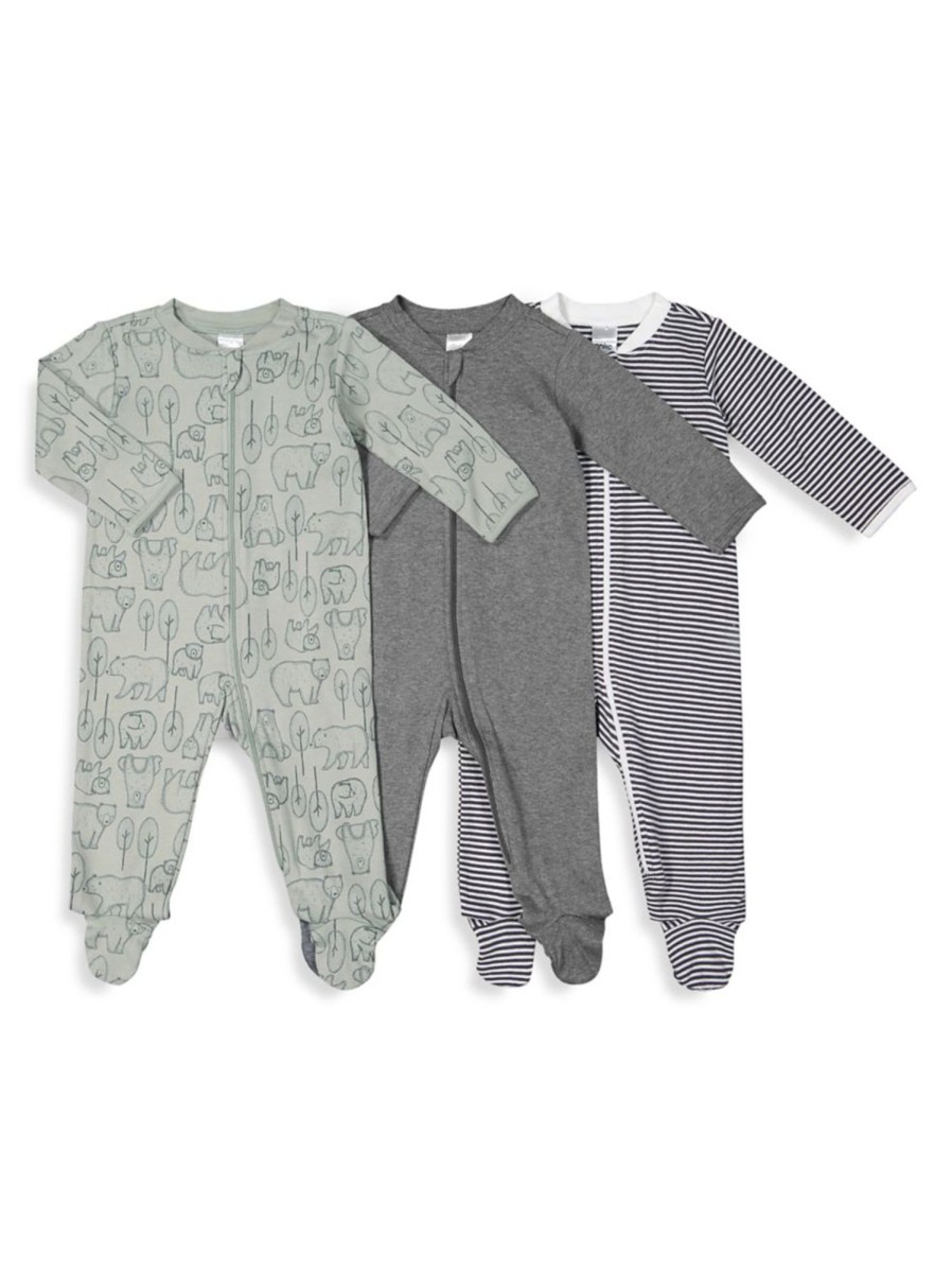 Kids & Baby Anko | Baby'S 3-Pack Zip-Front Footies