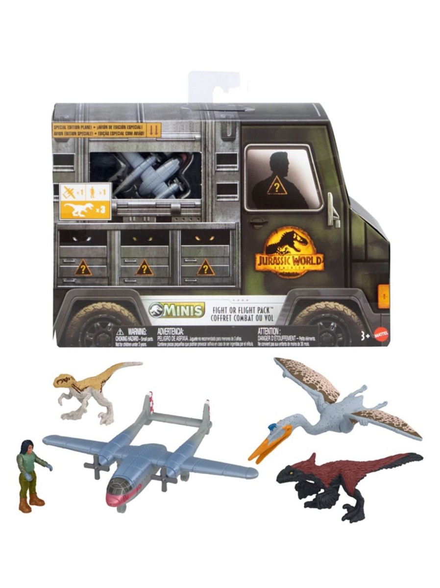 Toys Jurassic World Action Figures | 5-Piece Minis Multipack Fight Or Flight Pack Figures