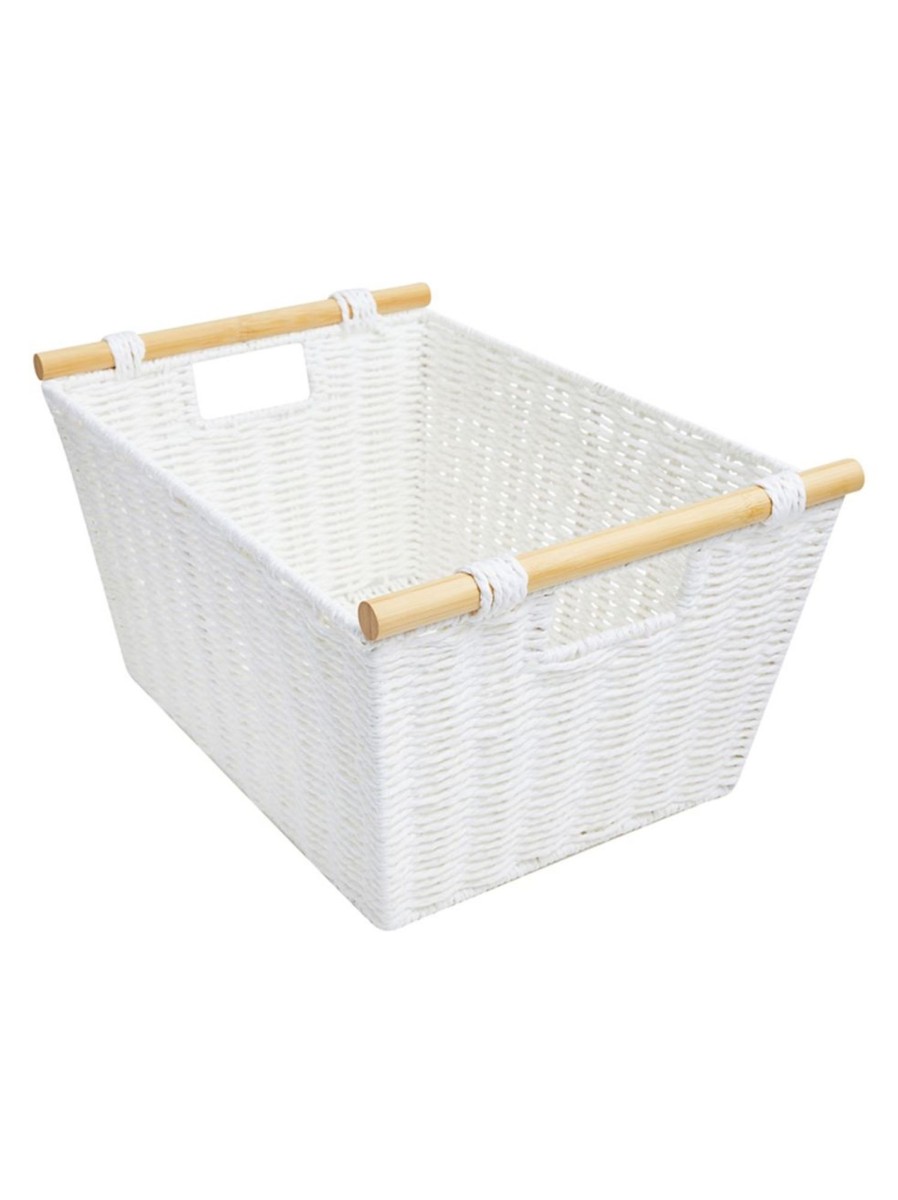 Home Living Anko Containers & Baskets | Medium Rectangle Bamboo Handle Basket