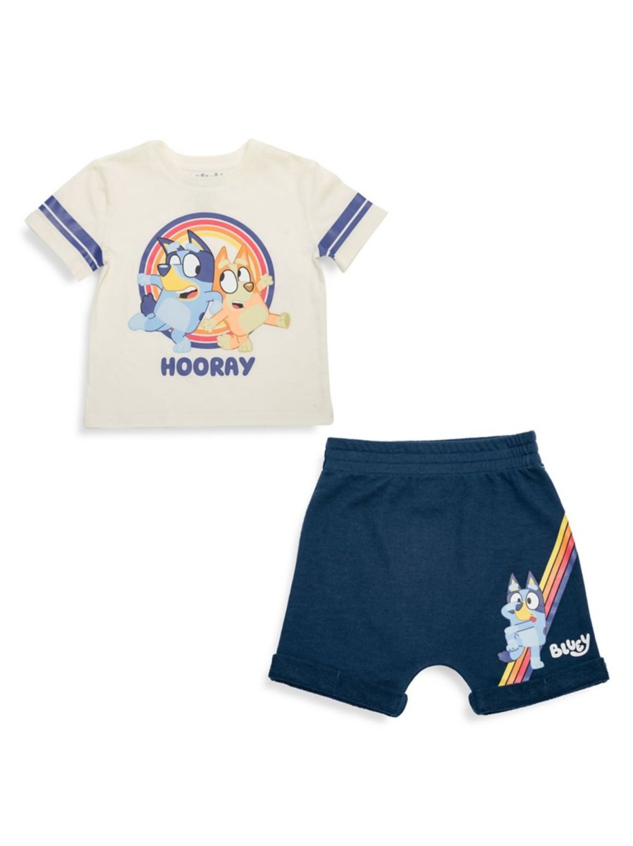 Kids & Baby Bluey | Little Kid'S 2-Piece Retro Family T-Shirt & Shorts Set