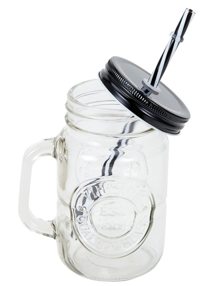 Home Living Anko Drinkware | Badge Mason Jar Mug And Straw