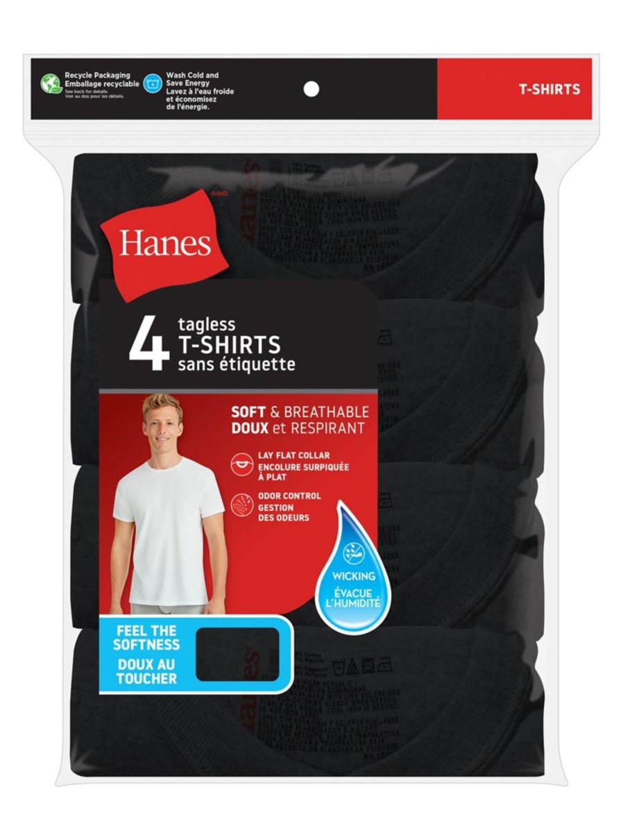 Men & Women Hanes Tops | 4-Piece Tagless Crew T-Shirt Set