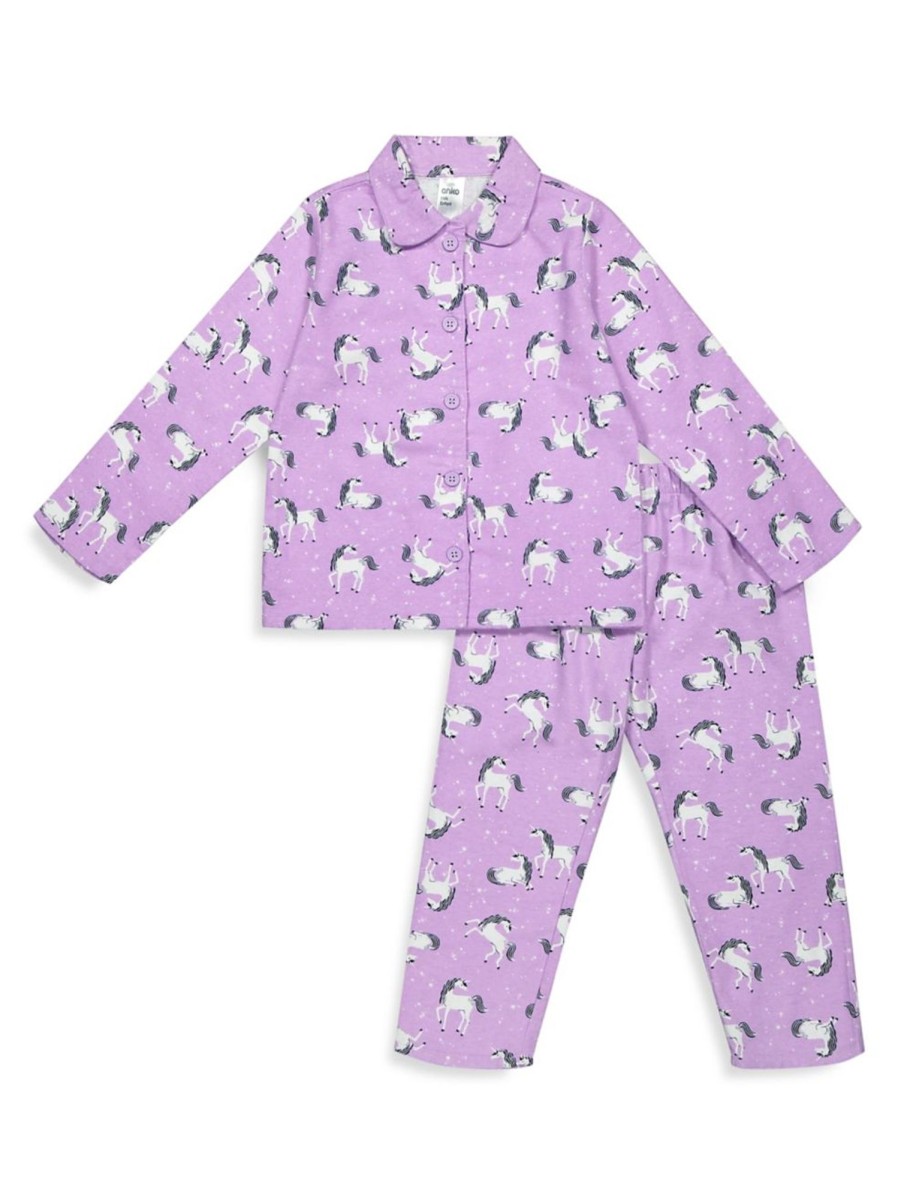 Kids & Baby Anko Toddler Girls | Little Girl'S 2-Piece Unicorn Flannel Pyjama Set