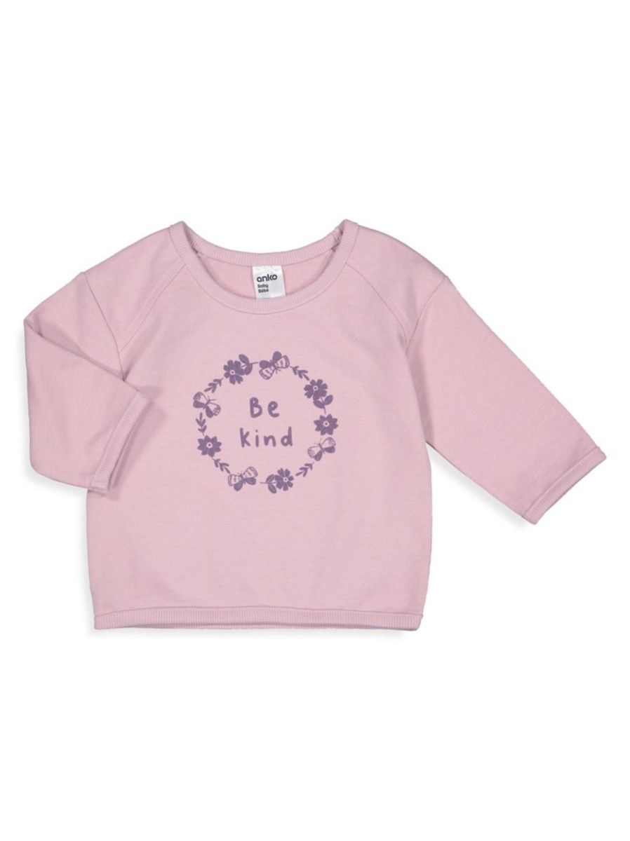 Kids & Baby Anko | Baby Girl'S Floral-Print Crewneck Sweatshirt