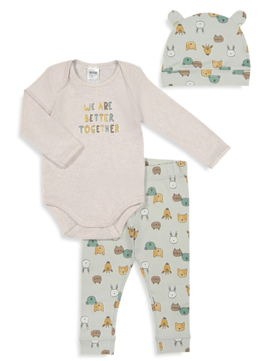 Kids & Baby Anko | Baby Boy'S 3-Piece Bodysuit, Pants And Hat Set