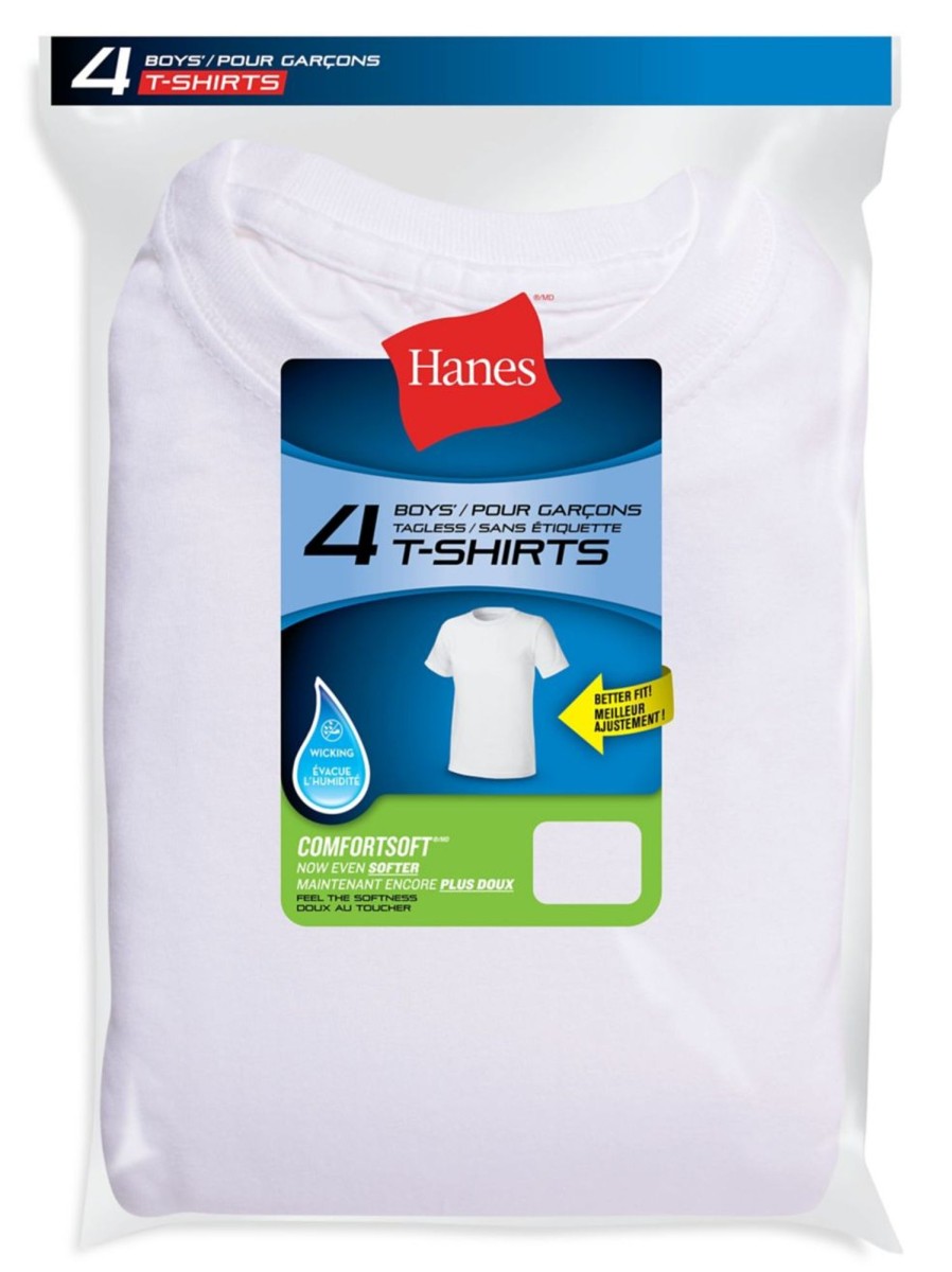 Kids & Baby Hanes Boys | Kid'S Red Label 4-Piece Comfortsoft Crewneck T-Shirt Set