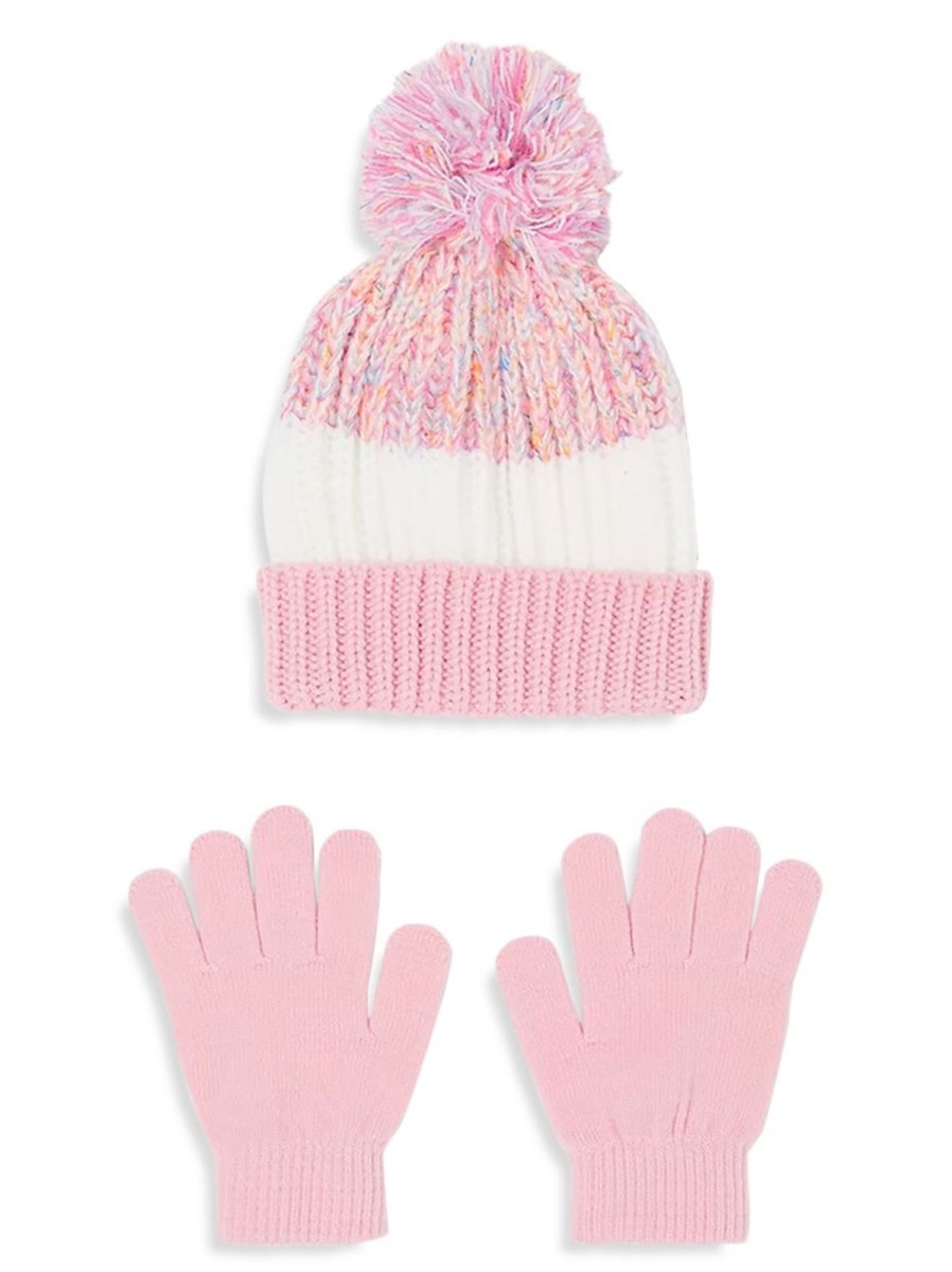 Kids & Baby Anko Girls | Kid'S Colourblock Knit Toque And Gloves Set