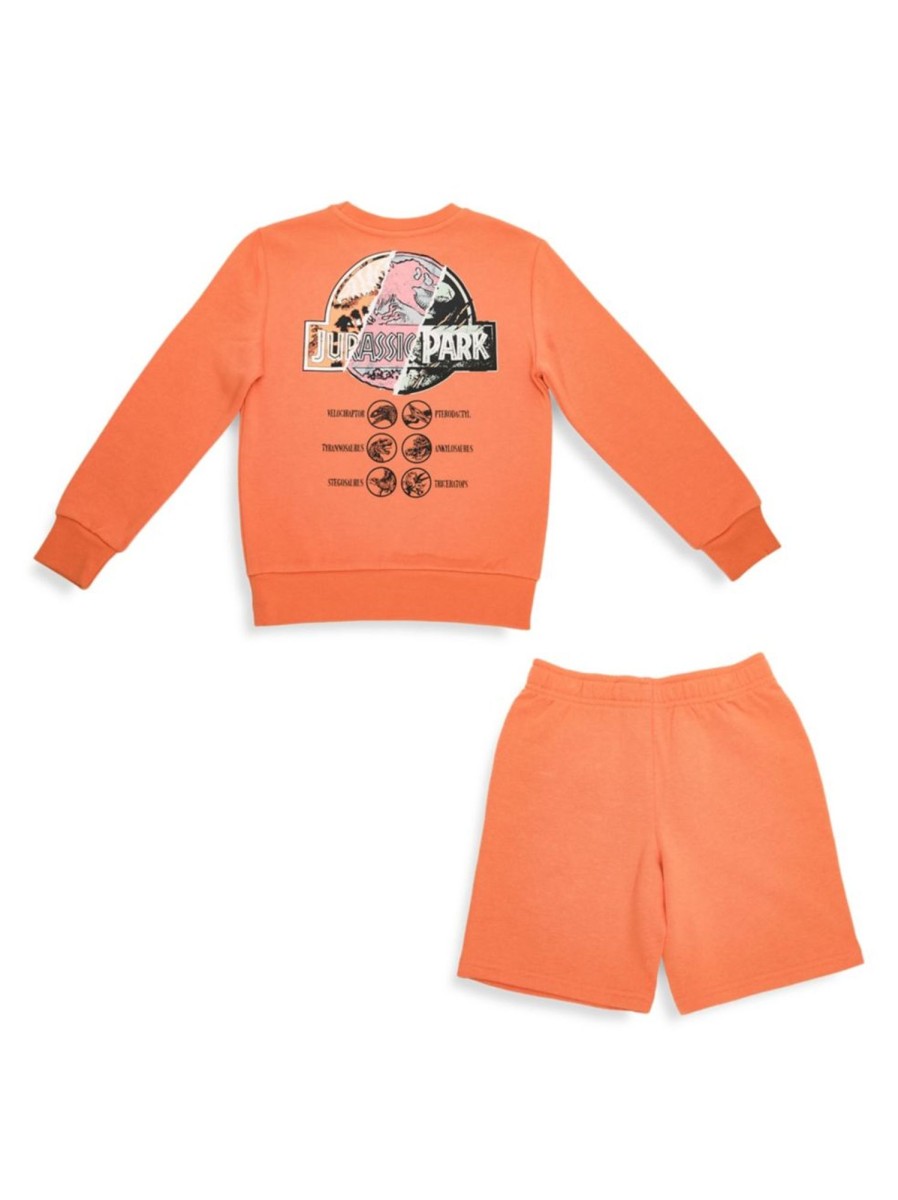 Kids & Baby Jurassic World | Boy'S 2-Piece Jurassic Dinos Fleece Sweatshirt & Shorts Set