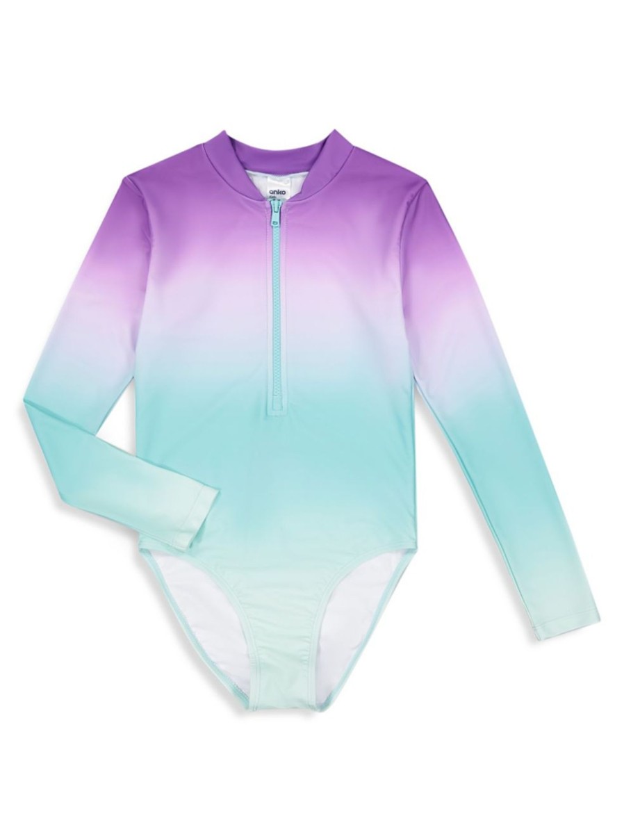 Kids & Baby Anko Girls | Girl'S Ombre One-Piece Rashguard Swimsuit