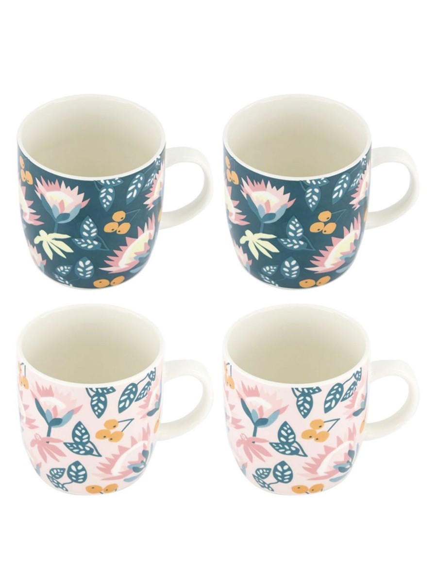 Home Living Anko Drinkware | 4-Pack Protea Mug Set