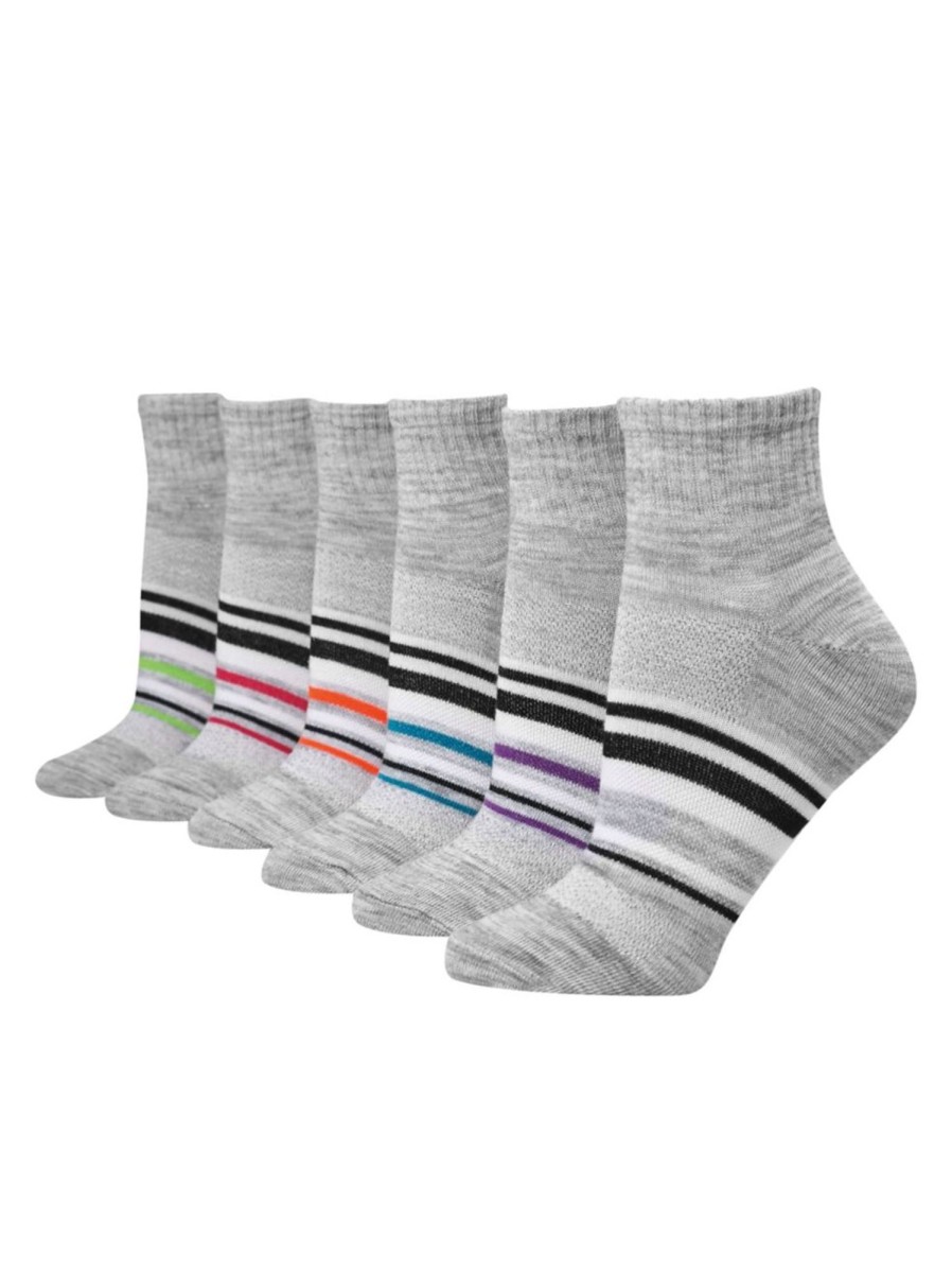 Men & Women Hanes Socks | Women'S 6-Pair X-Temp 2.0 Breathable Ankle-Length Socks Set