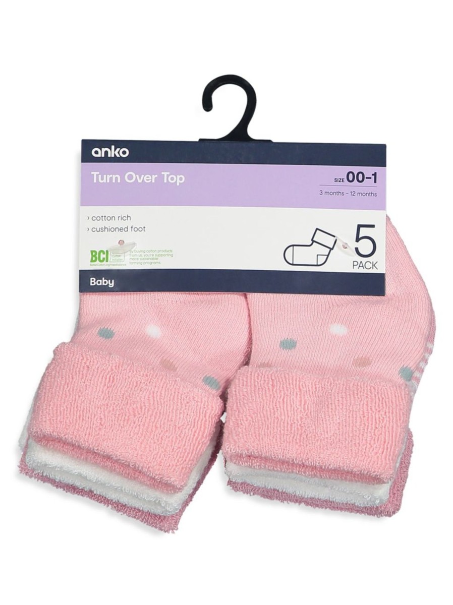 Kids & Baby Anko | Baby Girl'S 5-Pack Bootee Socks