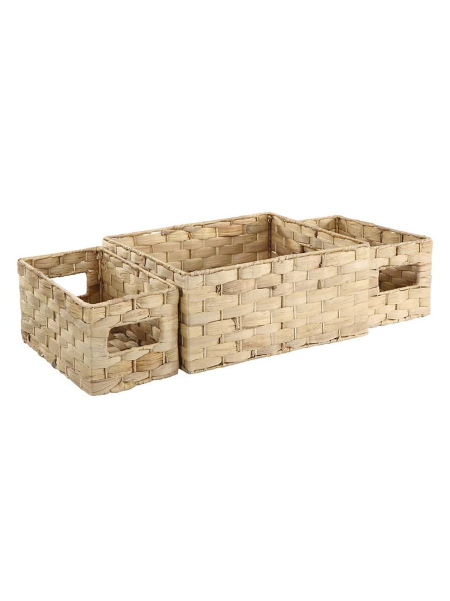 Home Living Anko Containers & Baskets | 3-Piece Rectangular Rattan Basket Set