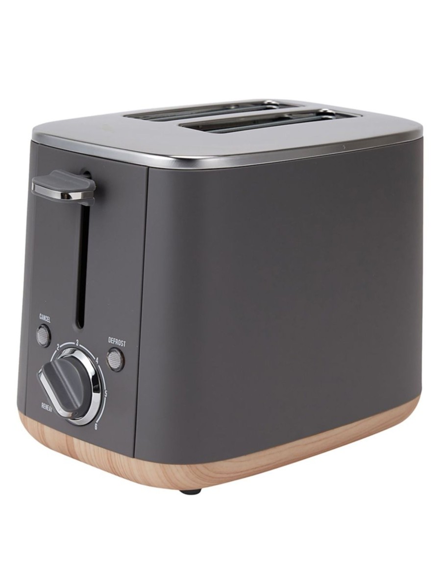 Home Living Anko | 2-Slice Wood-Base Stainless Steel Toaster