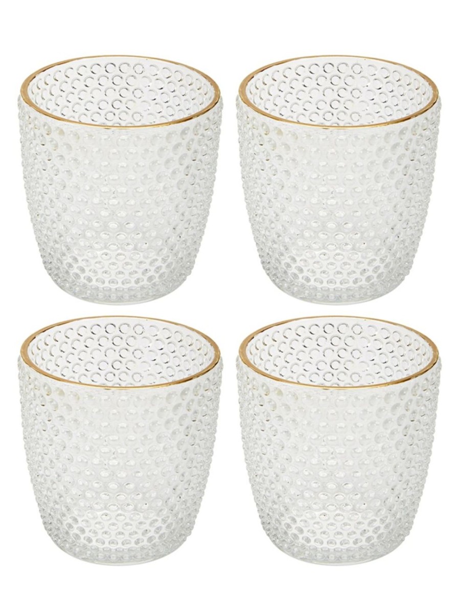 Wellness Anko Candles | 4-Piece Goldtone-Rim Tealight Holders Set