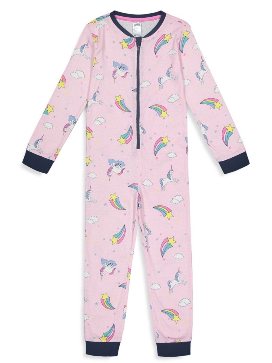 Kids & Baby Anko Toddler Girls | Little Girl'S Unicorn Rainbow Coverall