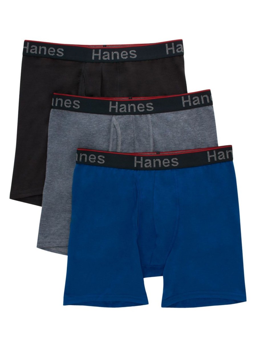 Men & Women Hanes Underwear & Socks | Support Pouch 3-Piece Boxer Briefs Set