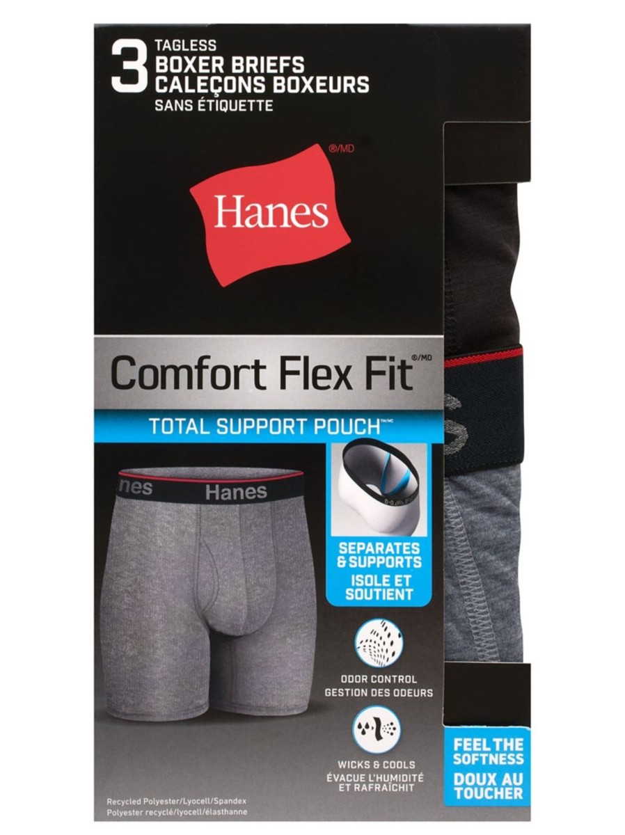 Men & Women Hanes Underwear & Socks | Support Pouch 3-Piece Boxer Briefs Set