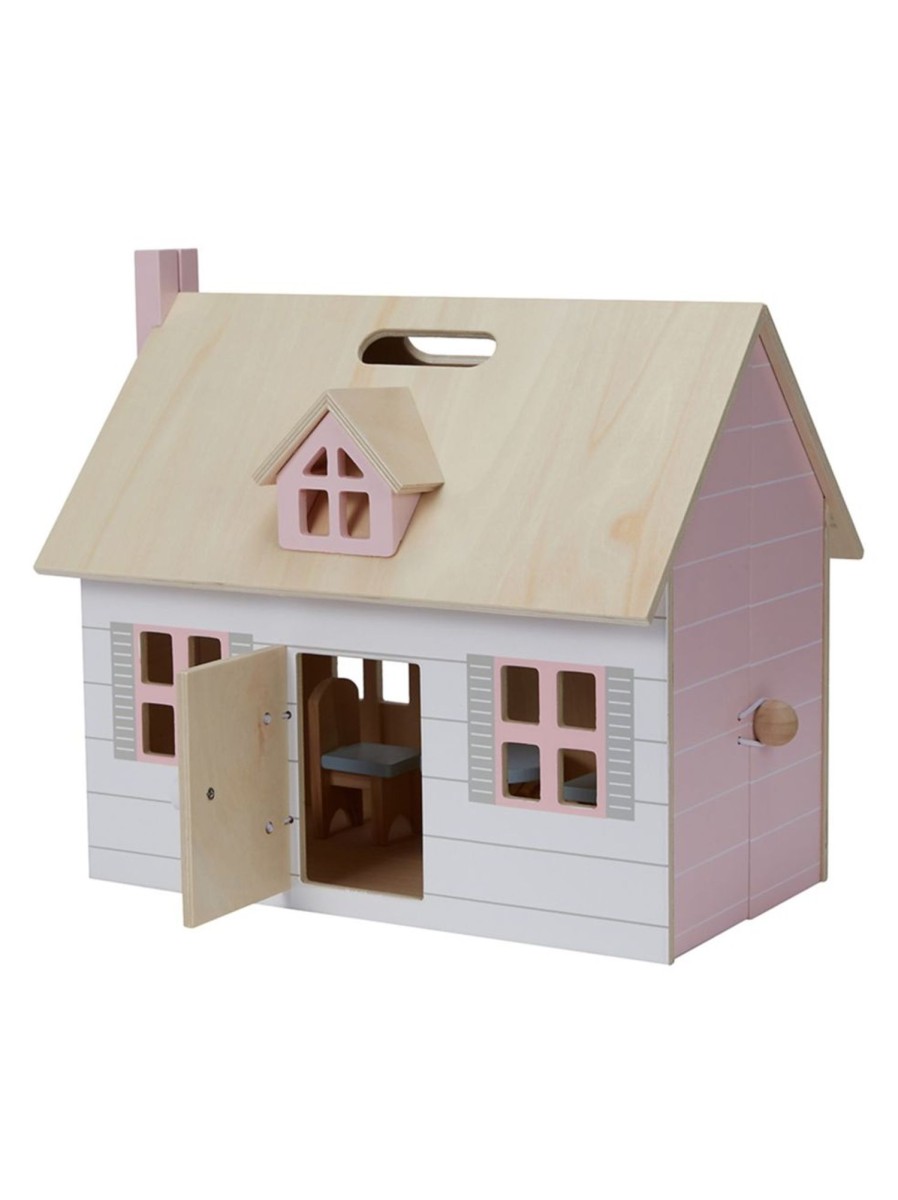 Toys Anko Dolls & Doll Houses | 11-Piece Wooden Fold And Go Dollhouse