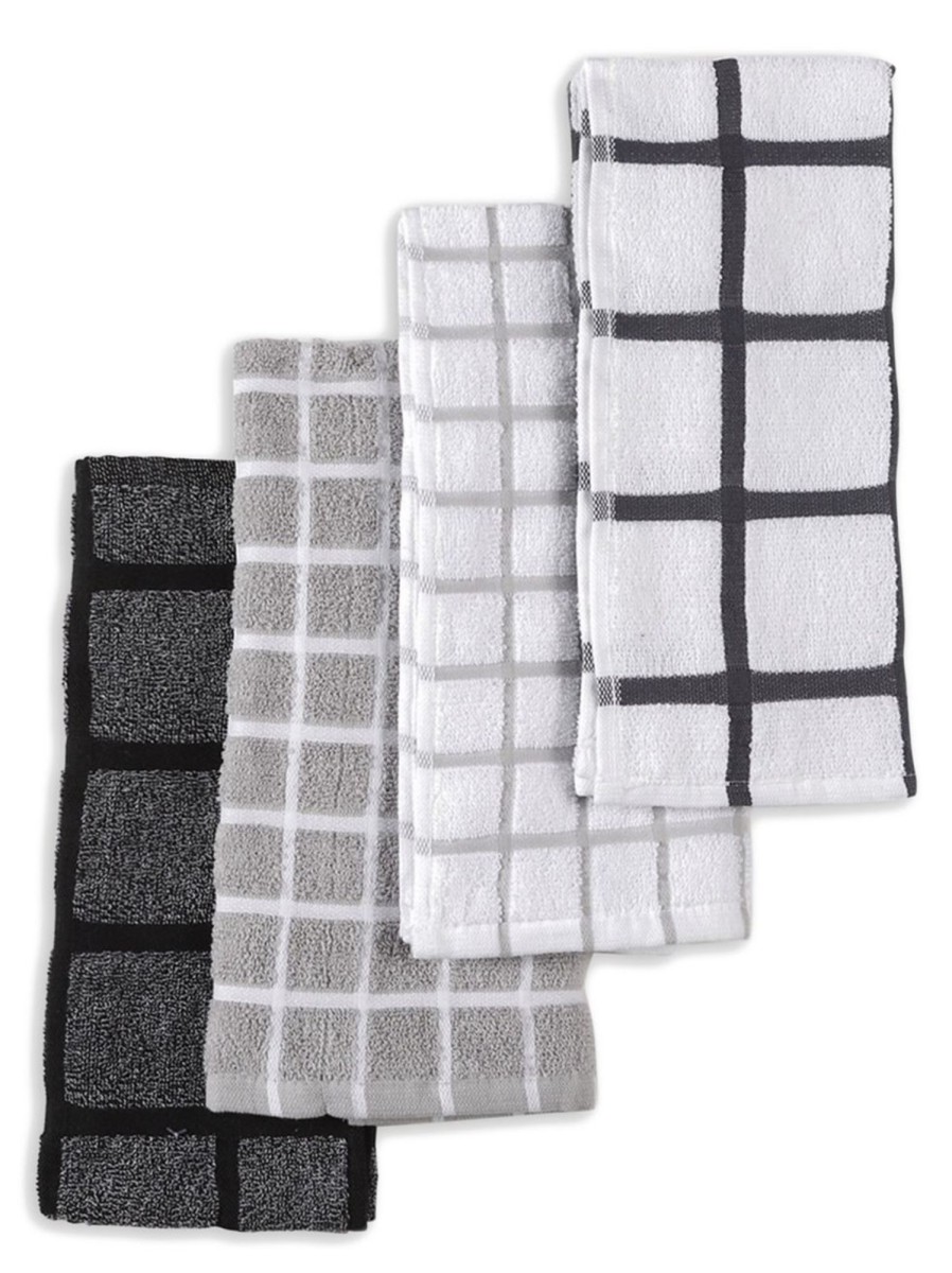 Home Living Anko Linens & Tea Towels | 4-Piece Grid Terry Tea Towel Set