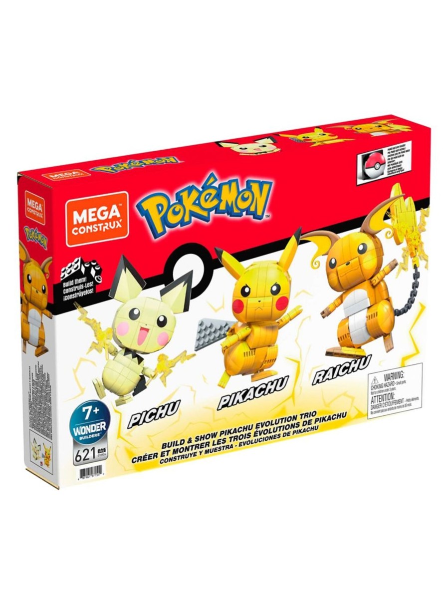 Toys Mega Construx Building Blocks & Sets | Pokemon Build And Show Pikachu Evolution Trio