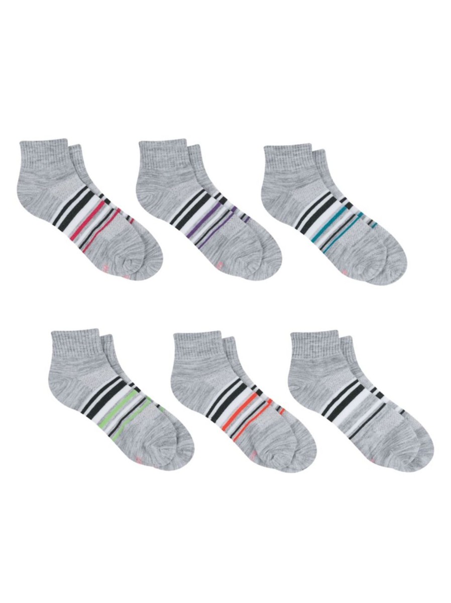 Men & Women Hanes Socks | Women'S 6-Pair X-Temp 2.0 Breathable Ankle-Length Socks Set