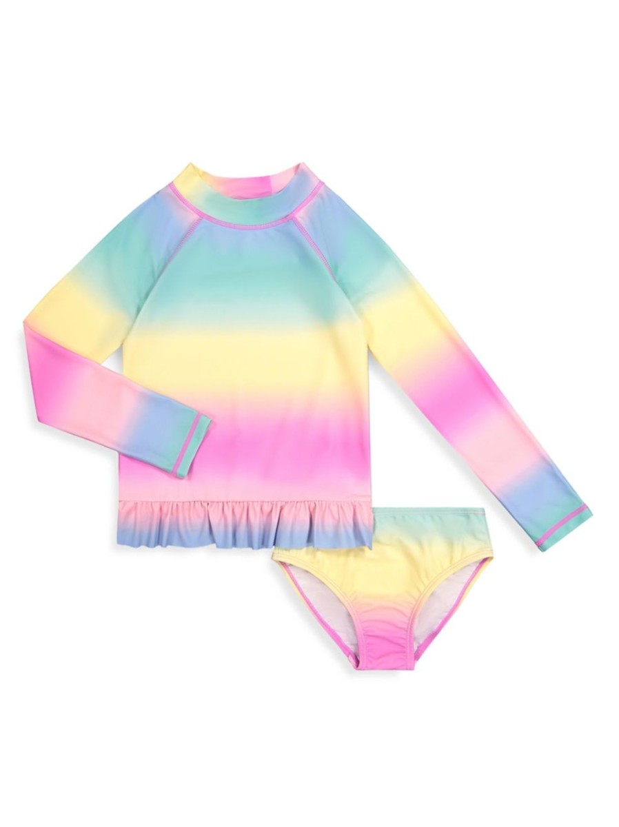 Kids & Baby Anko Toddler Girls | Little Girl'S 2-Piece Ombre Rashguard Swim Set