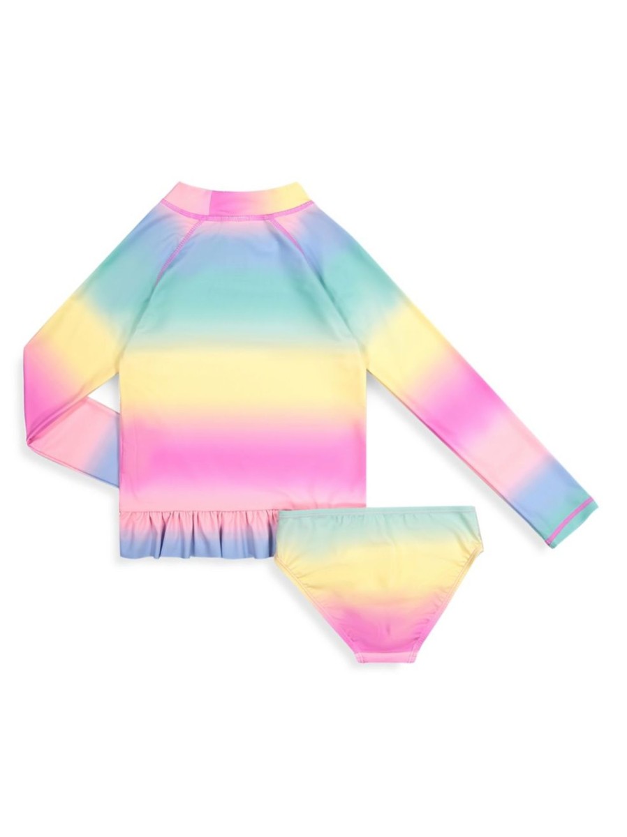 Kids & Baby Anko Toddler Girls | Little Girl'S 2-Piece Ombre Rashguard Swim Set