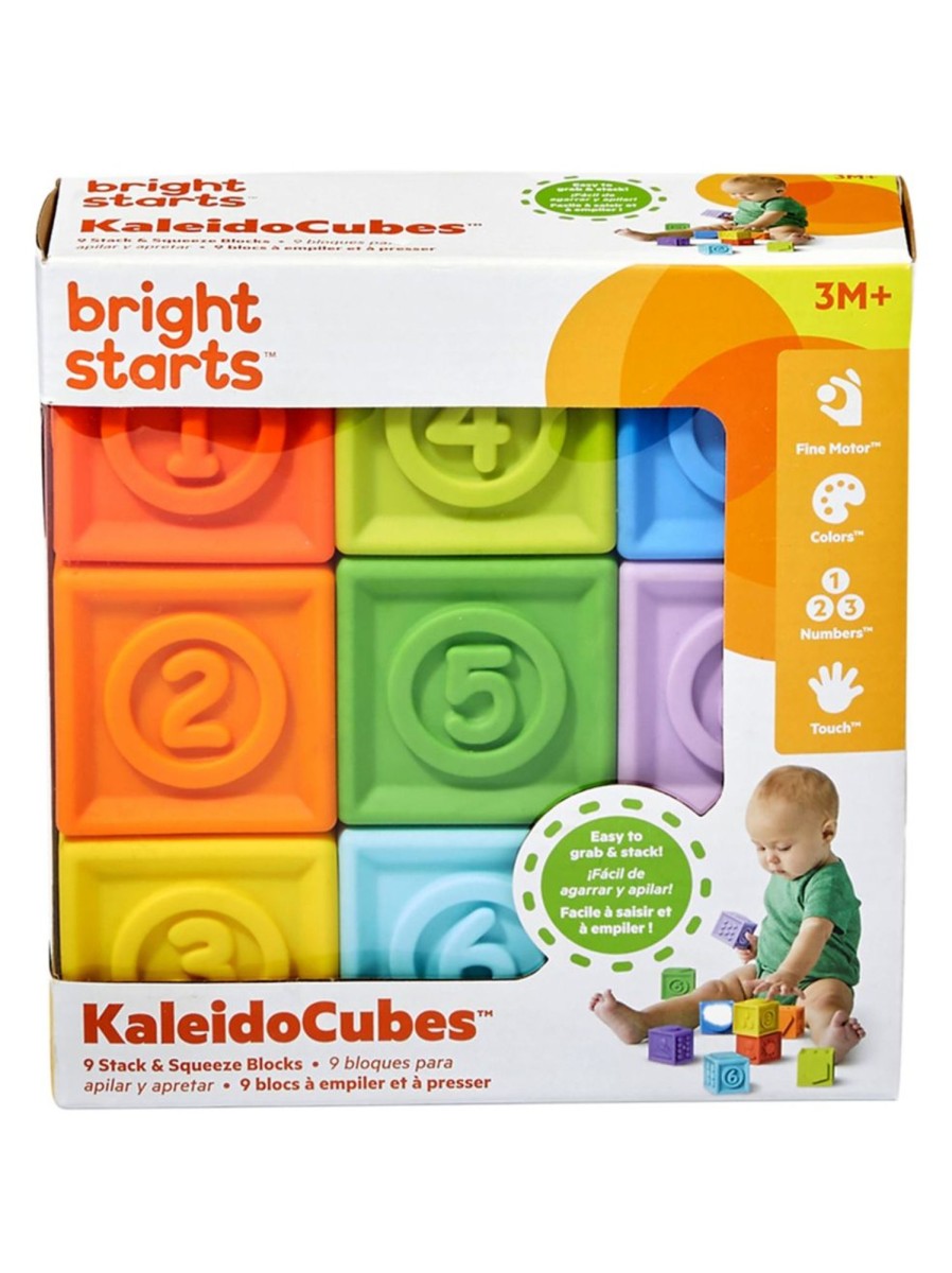 Toys Bright Starts Infant & Toddler | Kaleidocubes 9-Piece Stack And Squeeze Blocks