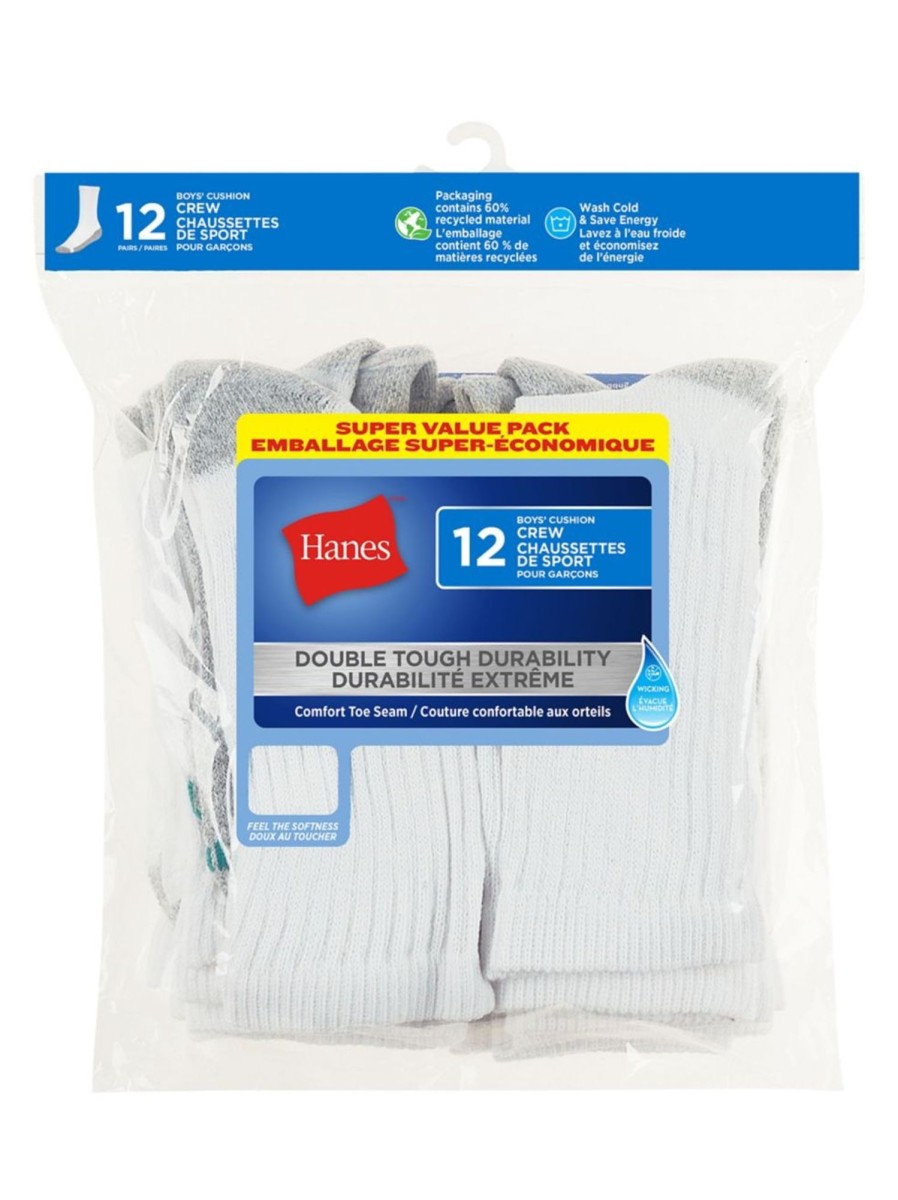 Kids & Baby Hanes Underwear & Socks | Boy'S Red Label 12-Pair Crew Socks Set