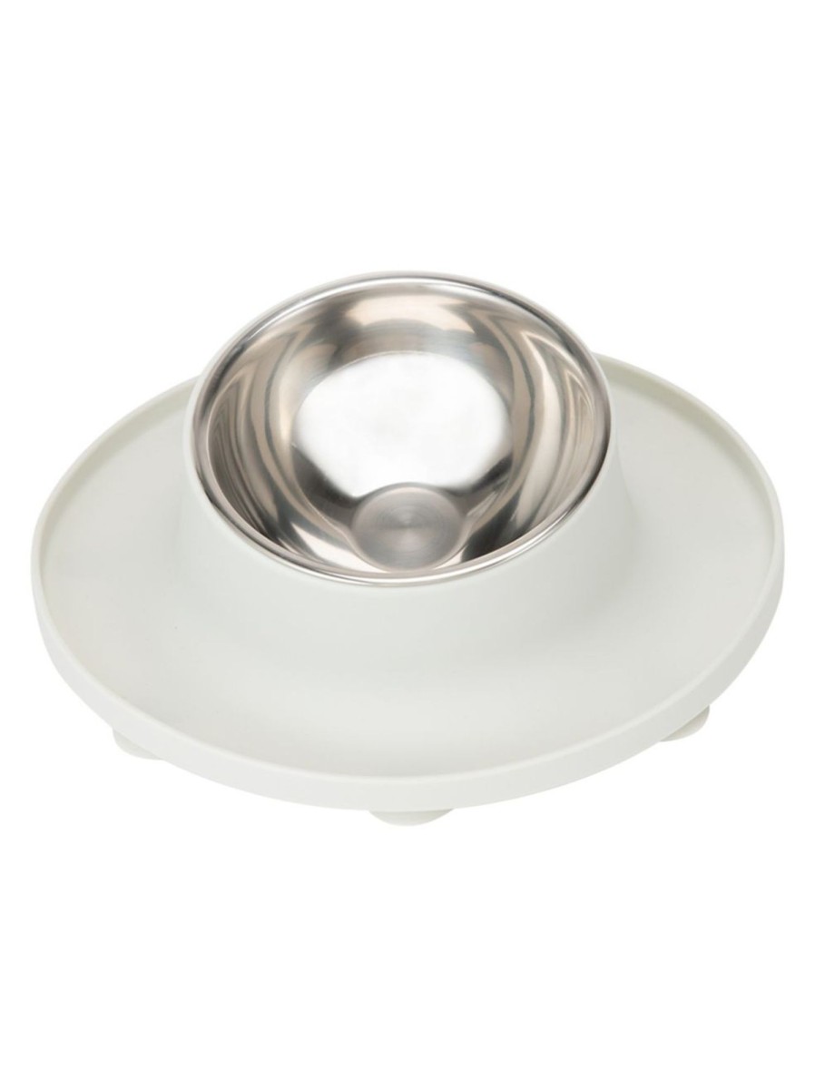 Pets Anko | Stainless Steel And Rubber-Base Angled Pet Bowl