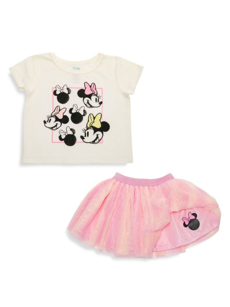 Kids & Baby Minnie Mouse | Baby'S Disney Faces Of Minnie 2-Piece Top & Skirt Set