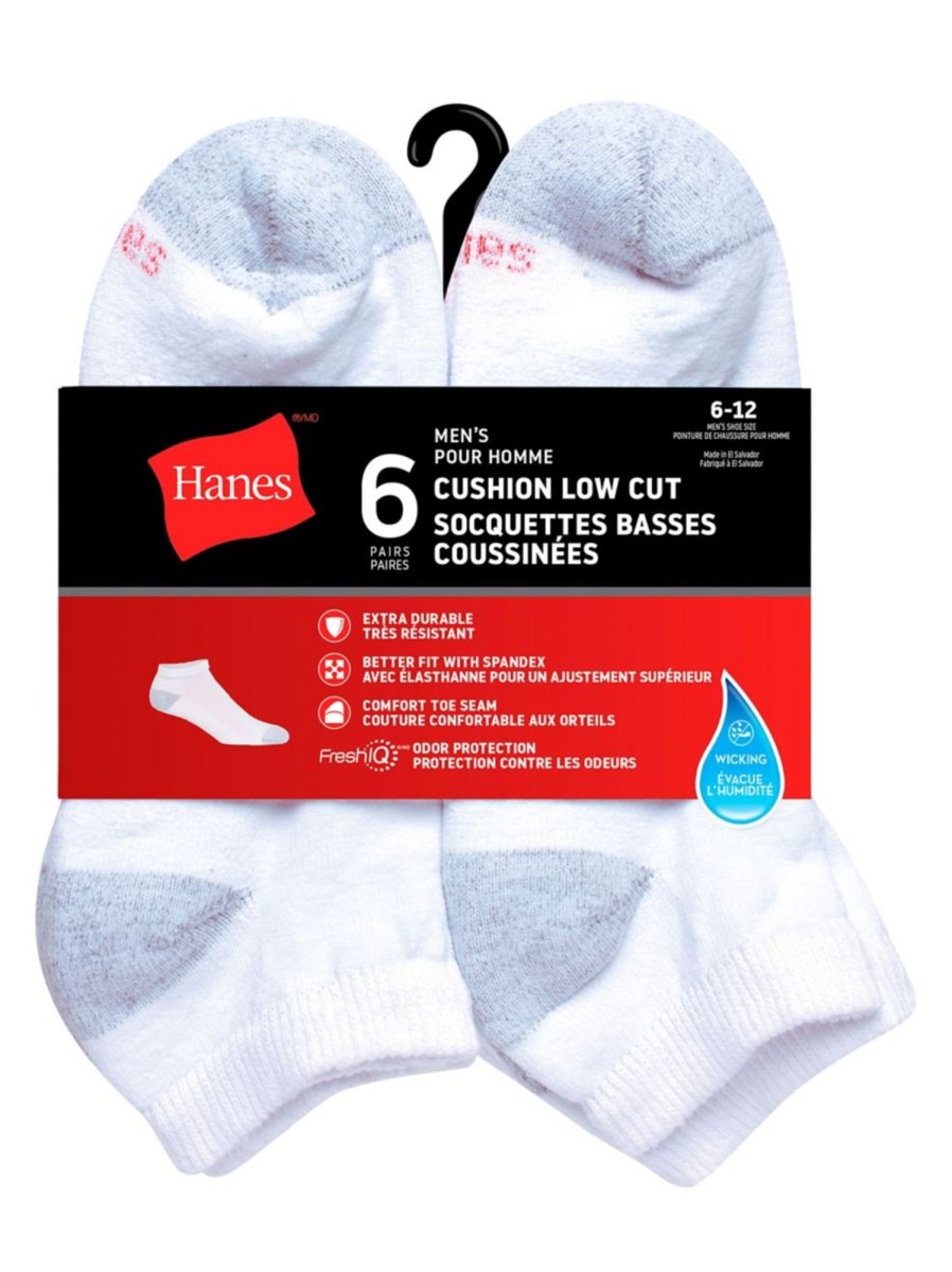 Men & Women Hanes Underwear & Socks | Men'S Red Label 6-Pair Freshiq Low-Cut Socks Set