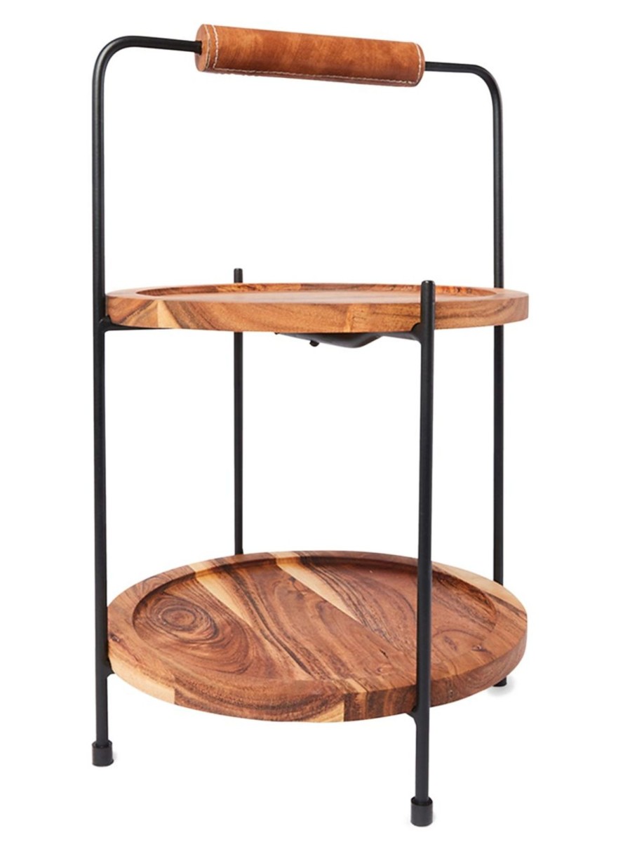 Home Living Anko Serveware | 2-Tier Wood And Metal Serving Stand