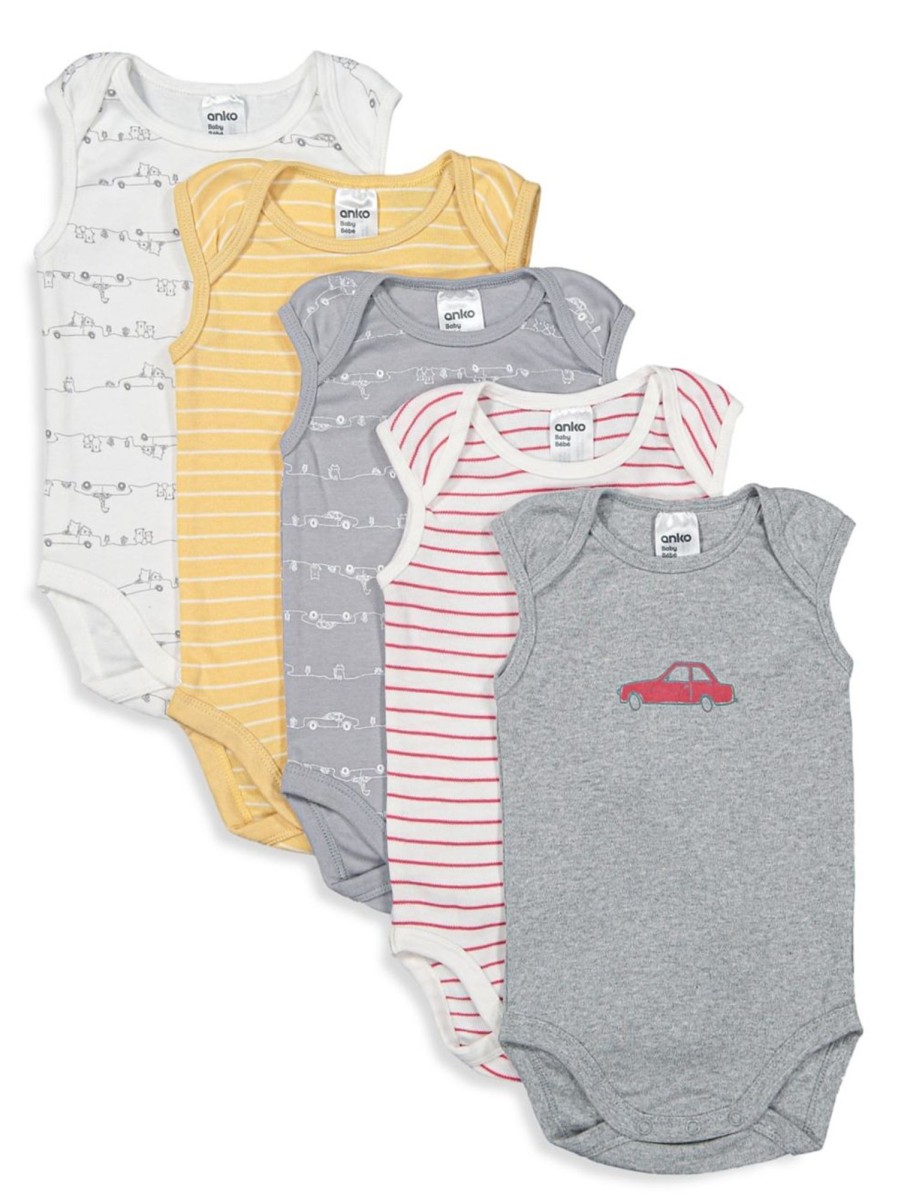 Kids & Baby Anko | Baby'S 5-Pack Print Organic Cotton Sleeveless Bodysuits