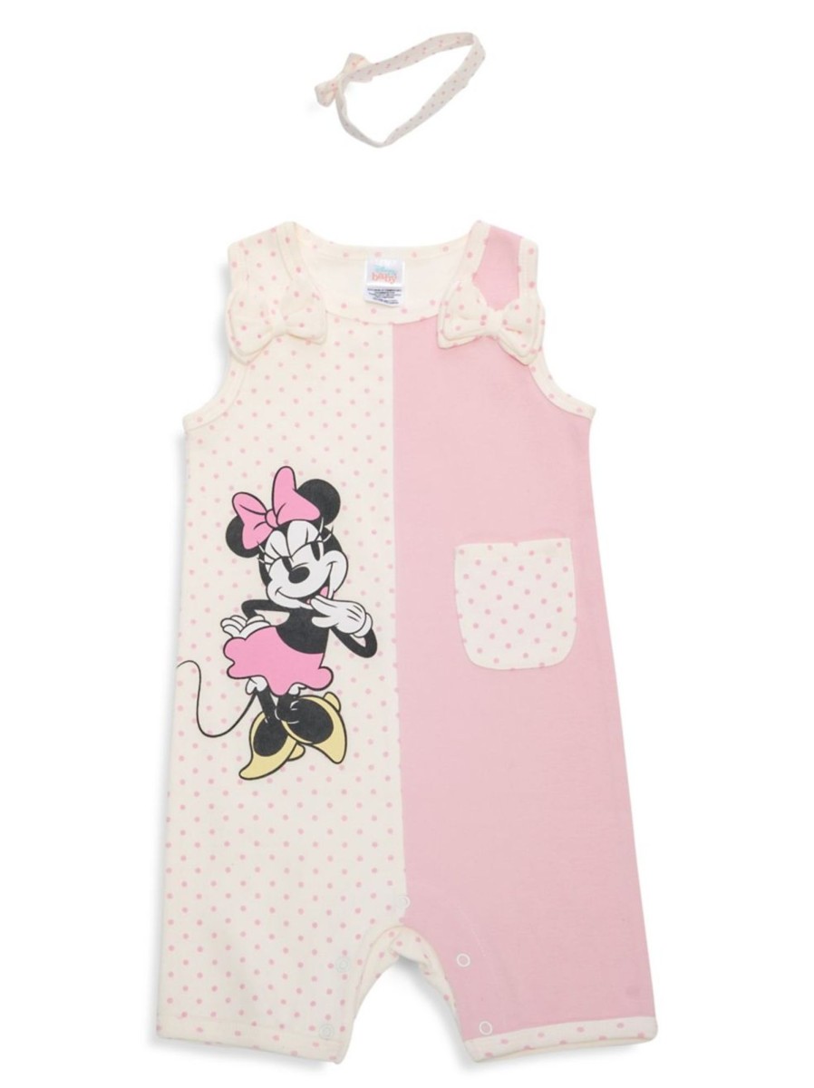 Kids & Baby Minnie Mouse | Baby Girl'S Disney Minnie Polka Dot Romper & Headband 2-Piece Set