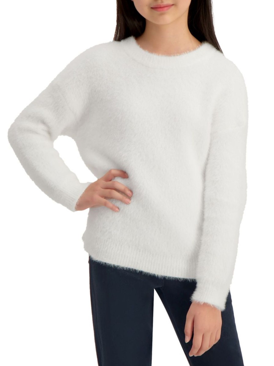 Kids & Baby Anko Girls | Girl'S Cozy Knit Faux Fur Sweater