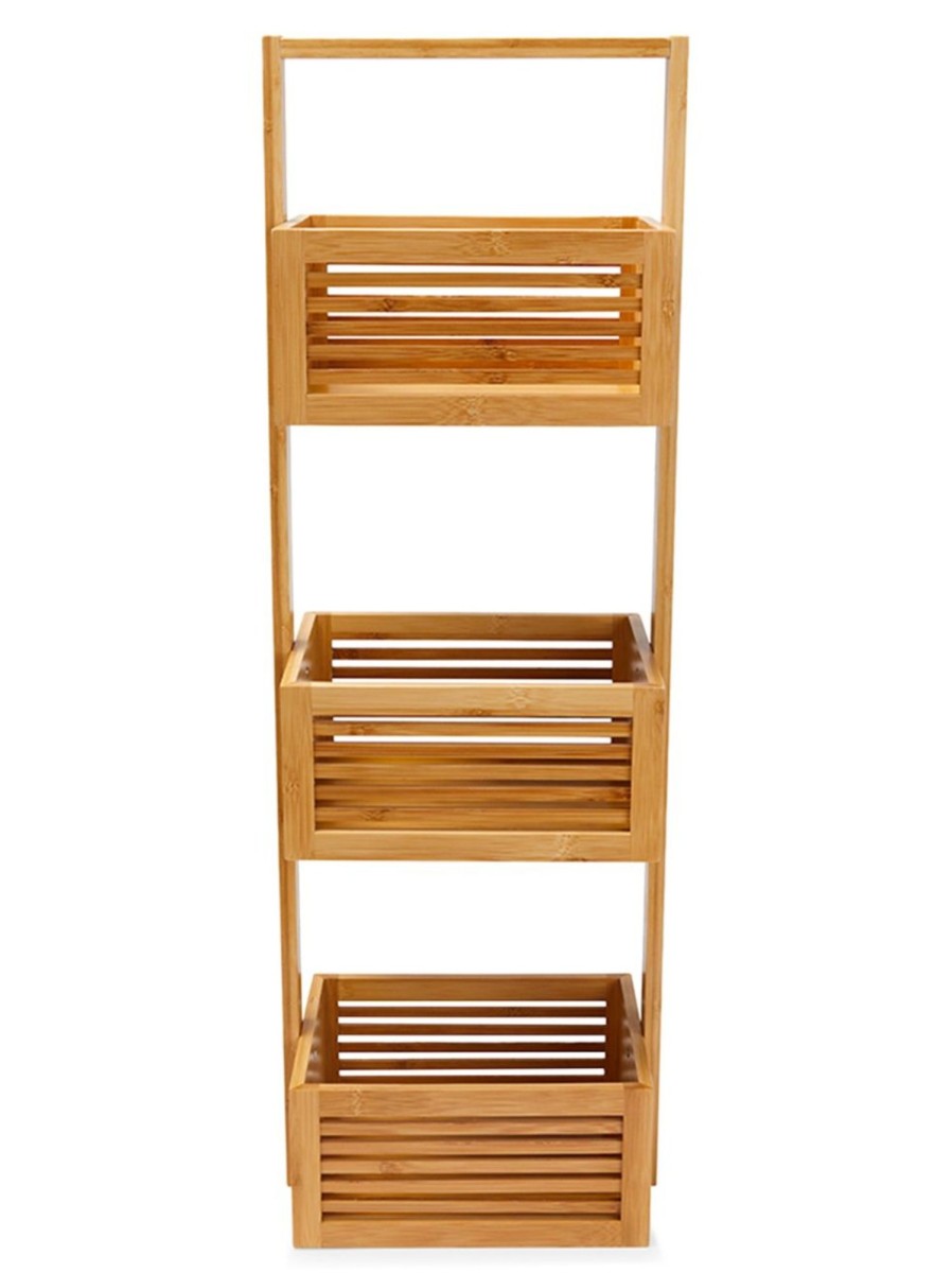 Home Living Anko Bathroom Storage & Accessories | Slatted Bamboo Floor Caddy