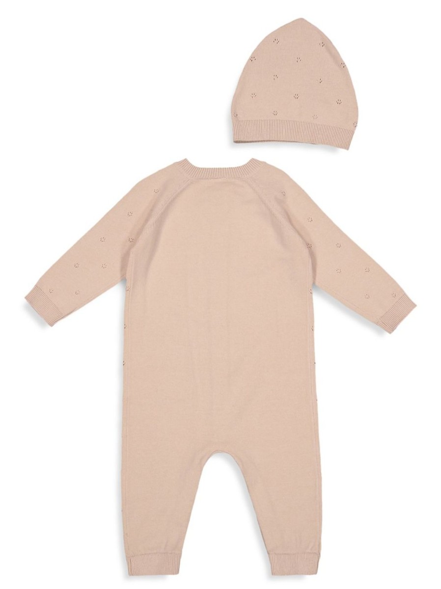 Kids & Baby Anko | Baby Girl'S 2-Piece Pointelle Knit Romper And Cap Set