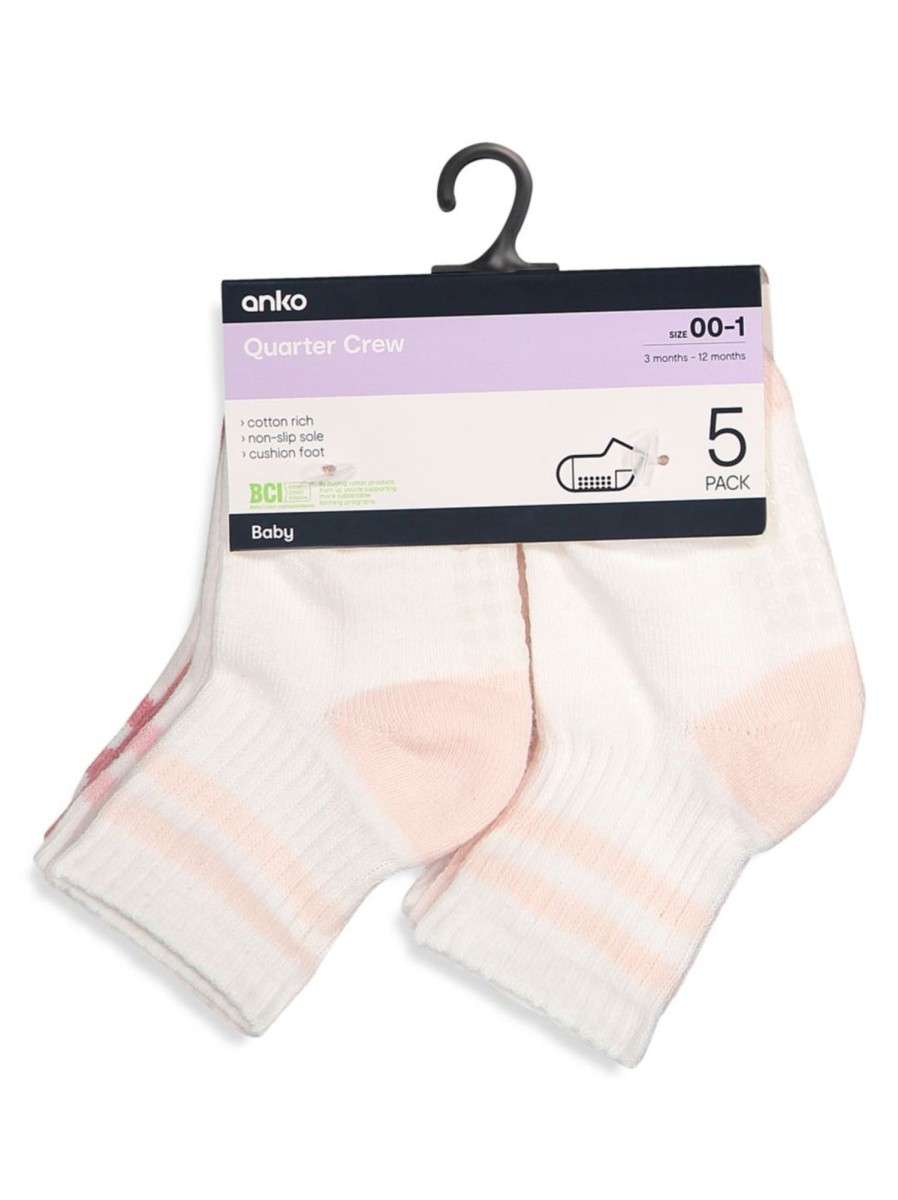 Kids & Baby Anko | Baby'S 5-Pack Quarter Crew Socks