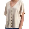 Men & Women Anko Tops | Short-Sleeve Button-Front V-Neck Top