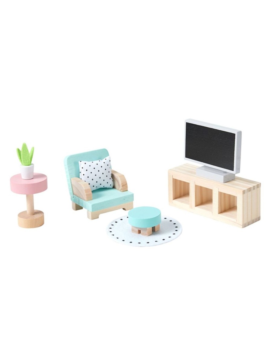 Toys Anko Pretend Play & Dress Up | 8-Piece Wooden Doll House Living Room Furniture Play Set